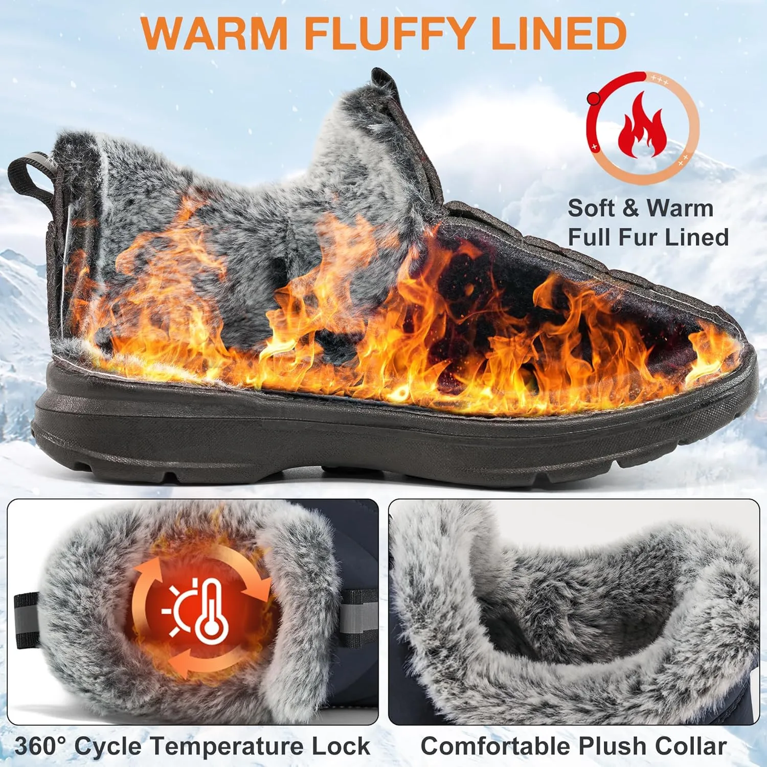 Ecetana Womens Boots Snow Winter Shoes Warm Ankle Booties with Fur Lined Comfortable Outdoor Waterproof Slip on Boots for Women