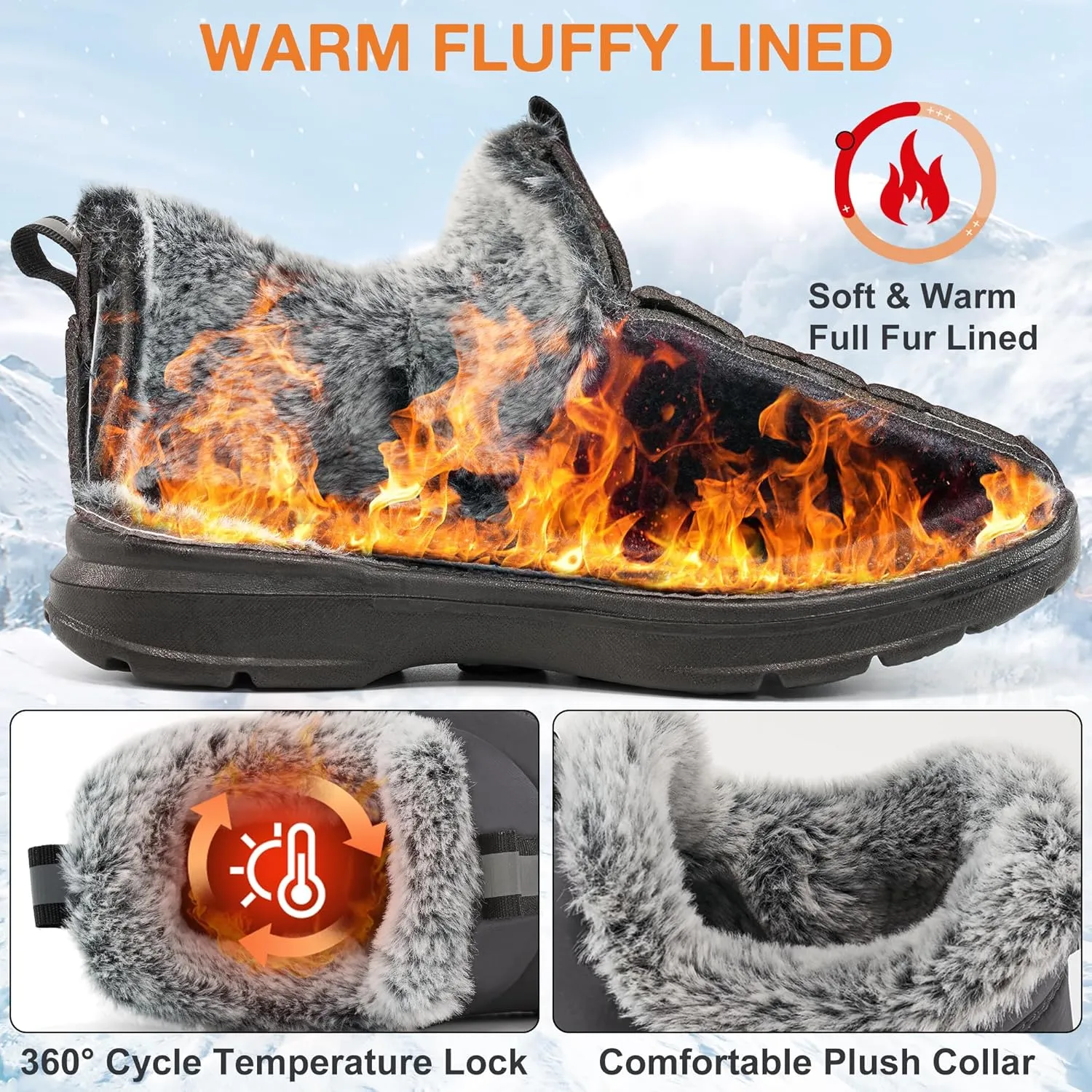 Ecetana Womens Boots Snow Winter Shoes Warm Ankle Booties with Fur Lined Comfortable Outdoor Waterproof Slip on Boots for Women