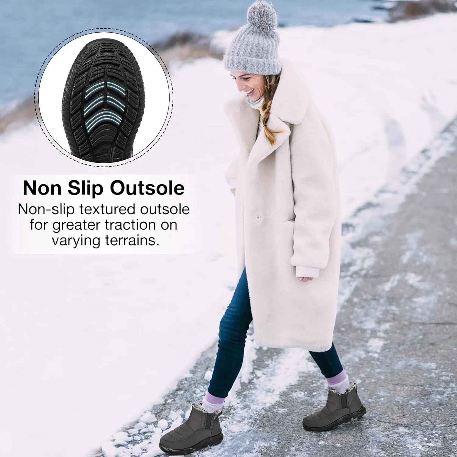 Ecetana Womens Snow Boots Winter Shoes: Ankle Booties Warm Fur Lined Waterproof Non-Slip Boots for Women