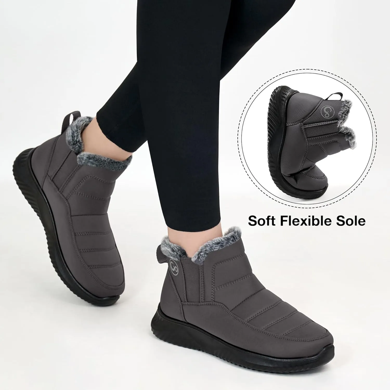 Ecetana Womens Snow Boots Winter Shoes: Ankle Booties Warm Fur Lined Waterproof Non-Slip Boots for Women