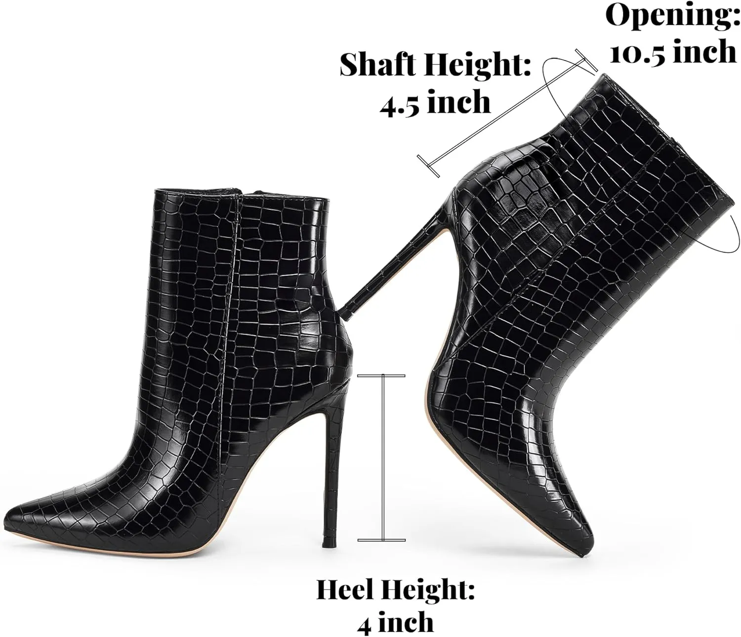 Elisabet Tang Women Heeled Ankle Booties,Sexy Pointed Toe 4 inch Stiletto High Heel Fashion Ankle & Booties with Side Zipper High Heel Boots Dress Evening Party Boots Shoes