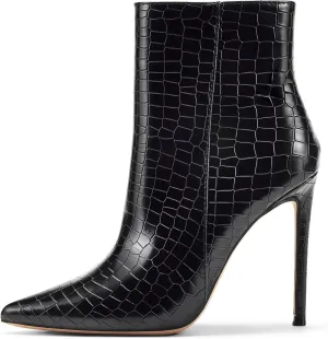 Elisabet Tang Women Heeled Ankle Booties,Sexy Pointed Toe 4 inch Stiletto High Heel Fashion Ankle & Booties with Side Zipper High Heel Boots Dress Evening Party Boots Shoes