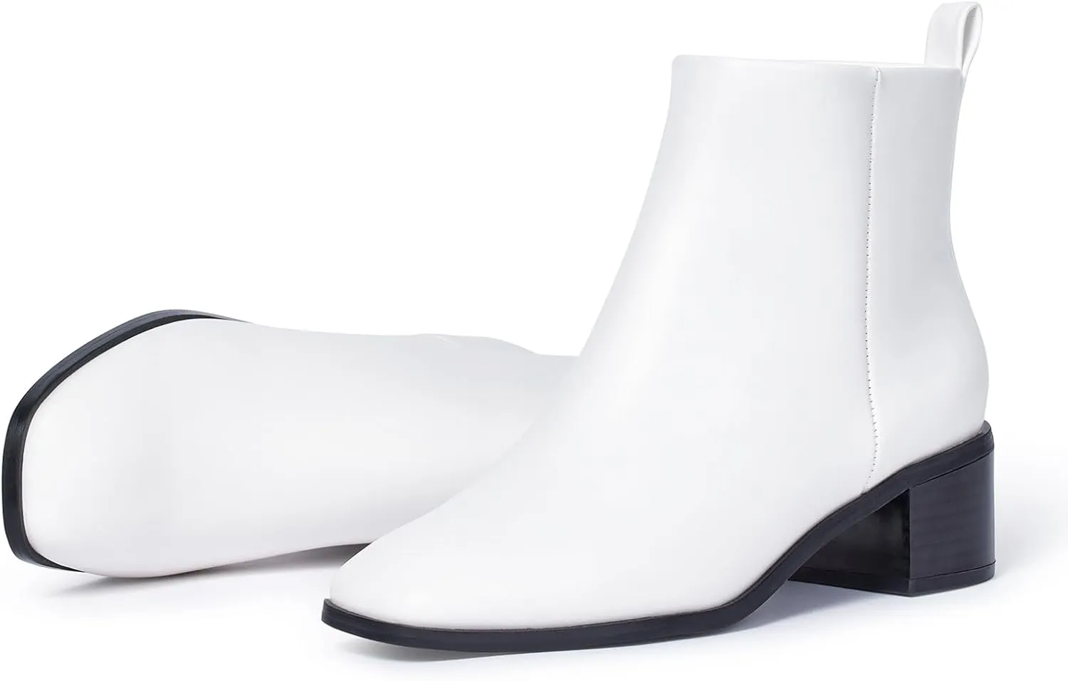 Elisabet Tang Women's Chunky Heel Ankle Booties,2 inch Sexy Square Toe Short Booties Fashion Ankle & Bootie with Side Zipper Low Block Heels Dress Evening Party Booties Shoes