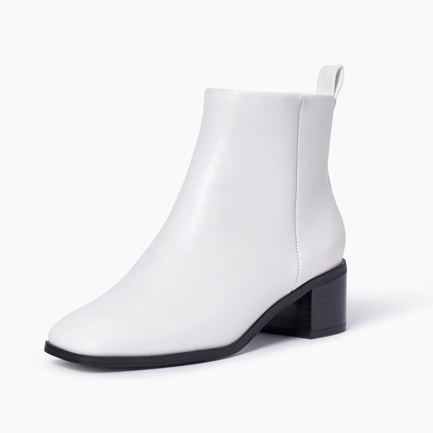 Elisabet Tang Women's Chunky Heel Ankle Booties,2 inch Sexy Square Toe Short Booties Fashion Ankle & Bootie with Side Zipper Low Block Heels Dress Evening Party Booties Shoes