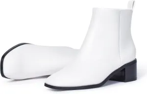 Elisabet Tang Women's Chunky Heel Ankle Booties,2 inch Sexy Square Toe Short Booties Fashion Ankle & Bootie with Side Zipper Low Block Heels Dress Evening Party Booties Shoes