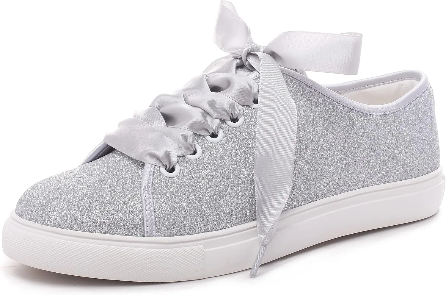 Elivandon 16052 Wedding Shoes Bling Bridal Sneakers Flats Bride Tennis Shoes Shiny Sequin Shoes Sparkly Sneakers