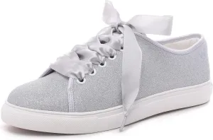 Elivandon 16052 Wedding Shoes Bling Bridal Sneakers Flats Bride Tennis Shoes Shiny Sequin Shoes Sparkly Sneakers