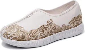 Embroidered Traditional Chinese Dragon Slip-On Canvas Loafers for Men - Comfortable and Stylish Casual Walking Shoes with Non-Slip Rubber Sole, Ideal for Everyday Wear Kung Fu shoes