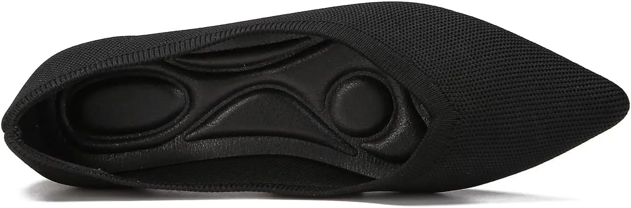 EnllerviiD Women's Flats Breathable Knit Pointed Flats Loafers Shoes,Work Flats Office Shoes Comfortable Flexible Mule Shoes Ballet Flats