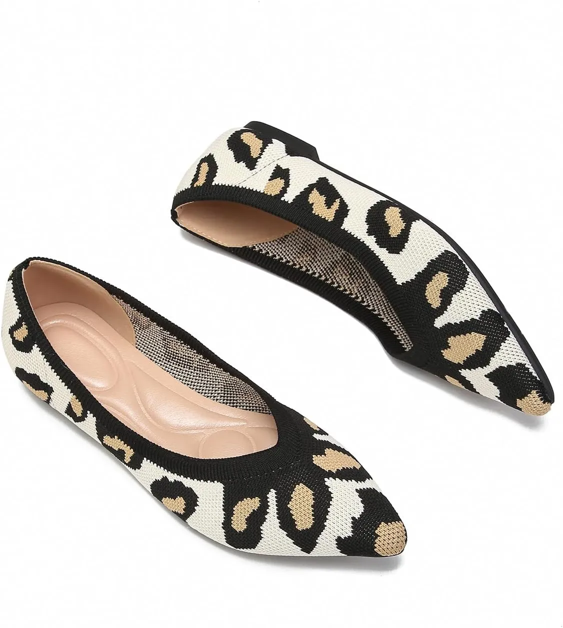 EnllerviiD Women's Flats Breathable Knit Pointed Flats Loafers Shoes,Work Flats Office Shoes Comfortable Flexible Mule Shoes Ballet Flats