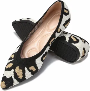 EnllerviiD Women's Flats Breathable Knit Pointed Flats Loafers Shoes,Work Flats Office Shoes Comfortable Flexible Mule Shoes Ballet Flats