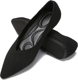 EnllerviiD Women's Flats Breathable Knit Pointed Flats Loafers Shoes,Work Flats Office Shoes Comfortable Flexible Mule Shoes Ballet Flats
