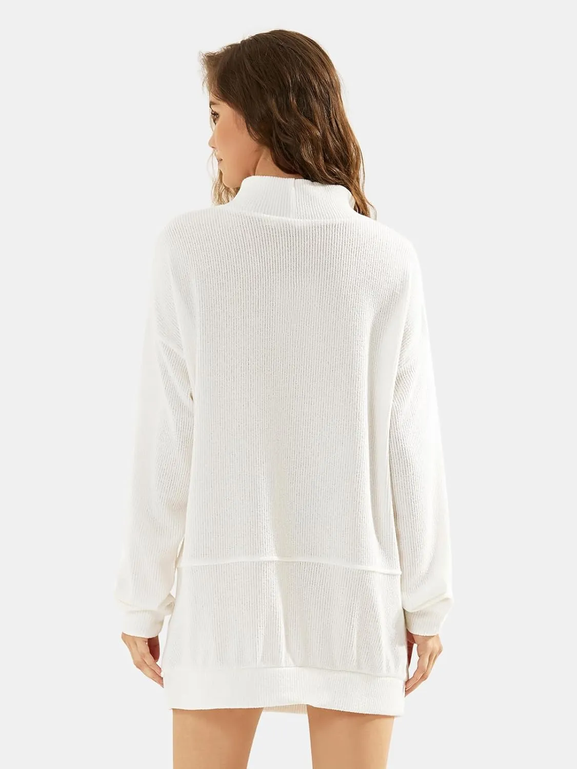 EXLURA Womens Casual Oversized Long Sleeve Sweater Dress with Pocket Loose Fit Knit Fall Winter Long Pullover Sweater Tunic