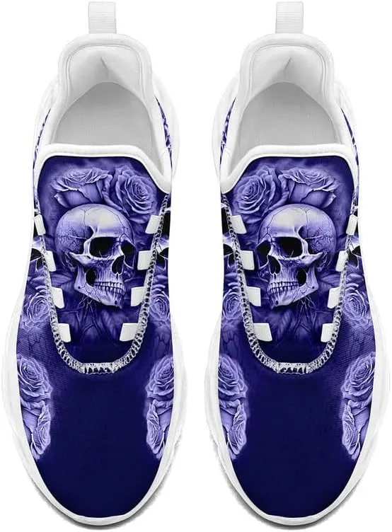 Fashion Skull Running Shoes for Men Women Edgy Elegance Sneakers Gothic Light Weight Mesh EVA Walking Tennis Sports Shoes