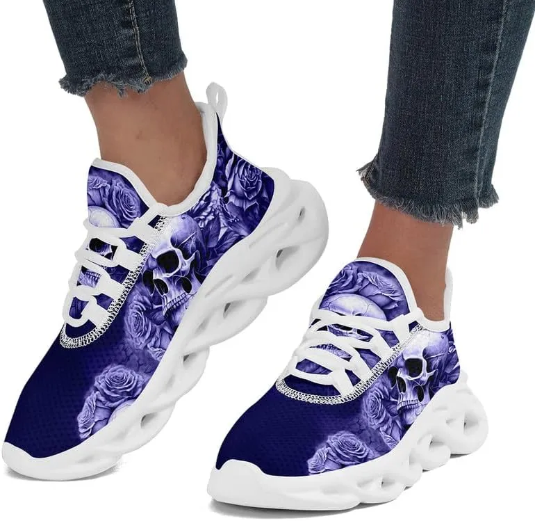 Fashion Skull Running Shoes for Men Women Edgy Elegance Sneakers Gothic Light Weight Mesh EVA Walking Tennis Sports Shoes