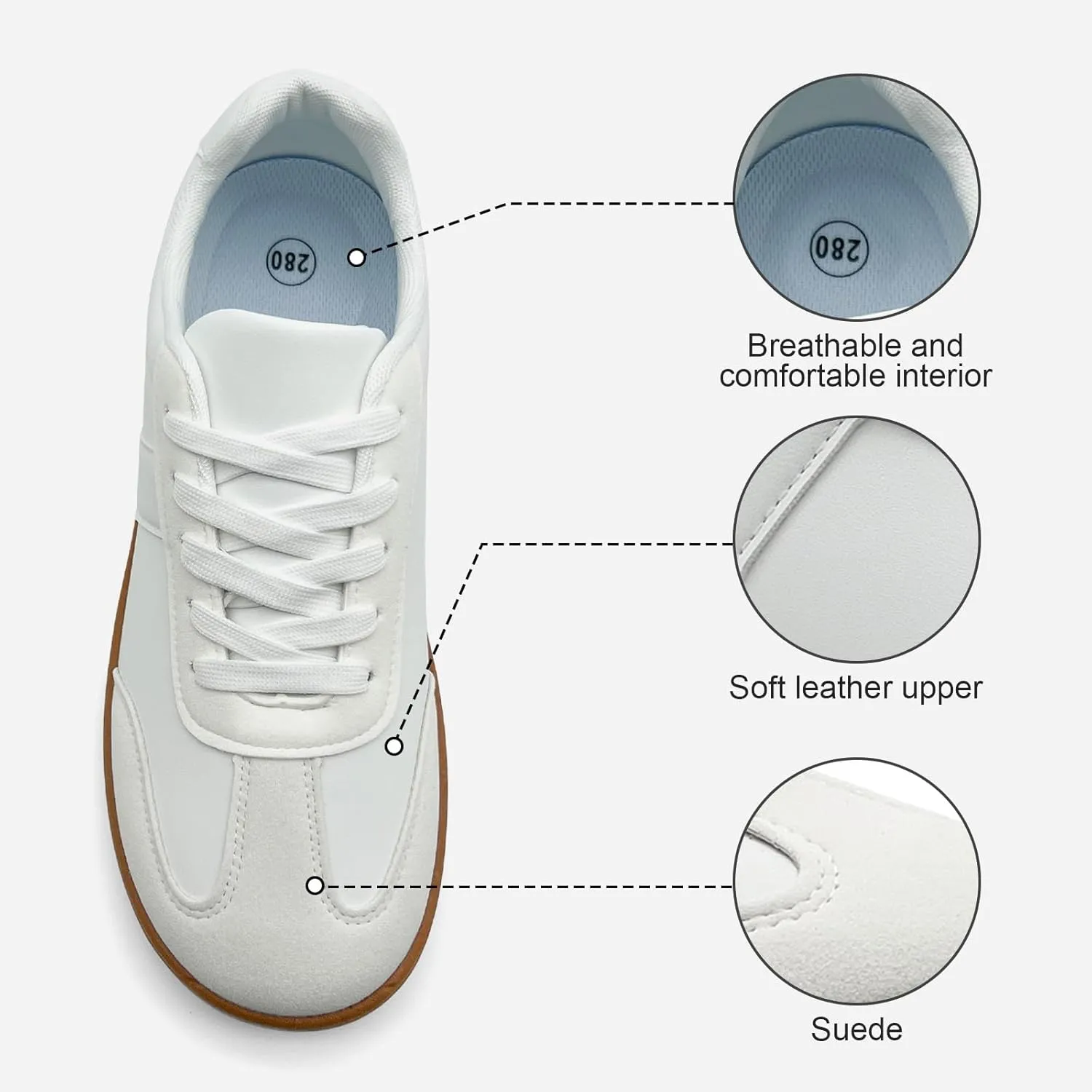 Fashion Sneakers for Women Men, Classic Casual Retro Trainer Shoes Low-Top Comfortable Breathable Walking Flat Tennis Shoes