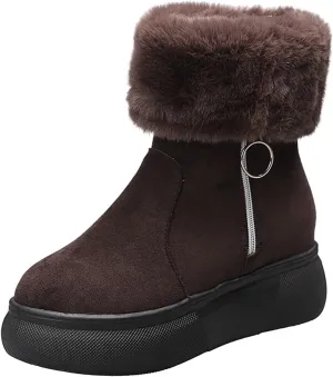 Fashion Snow Boots Women's Casual Shoes Breathable Slip-on Wedges Thermal Boots