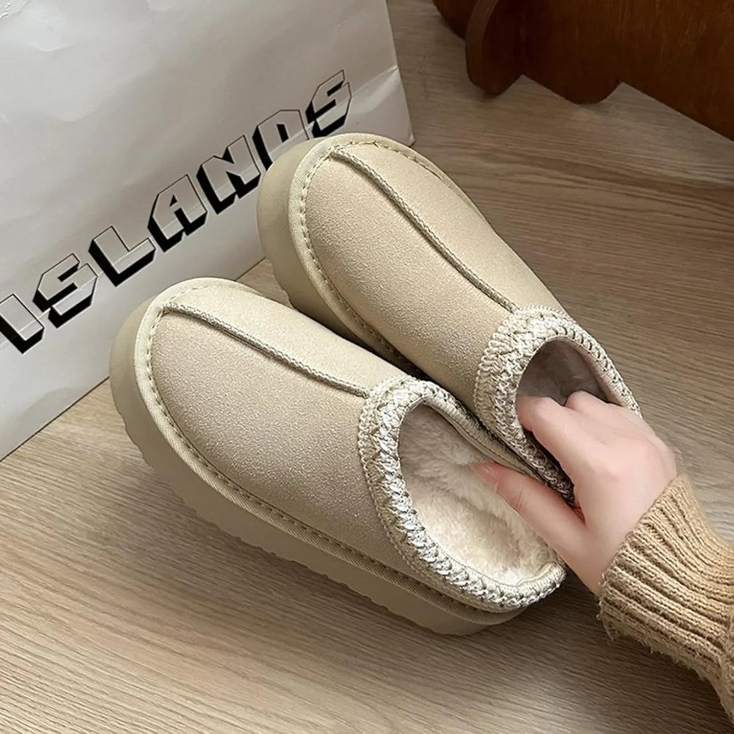 Fashion Winter Shaggy Platform Boots Children's Ankle Boots Little Kids Big Kids Wool Lined Slippers Girls Boys Warm Outdoor Indoor Home Anti-slip Trendy Mini Boots