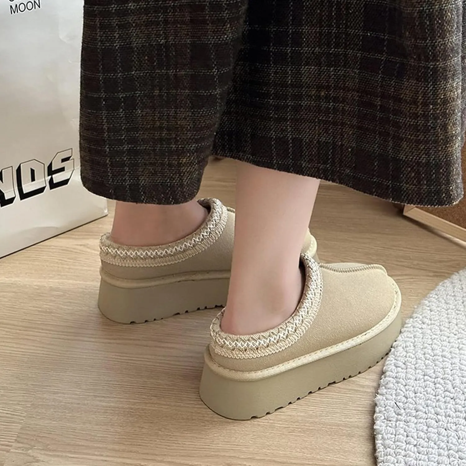 Fashion Winter Shaggy Platform Boots Children's Ankle Boots Little Kids Big Kids Wool Lined Slippers Girls Boys Warm Outdoor Indoor Home Anti-slip Trendy Mini Boots