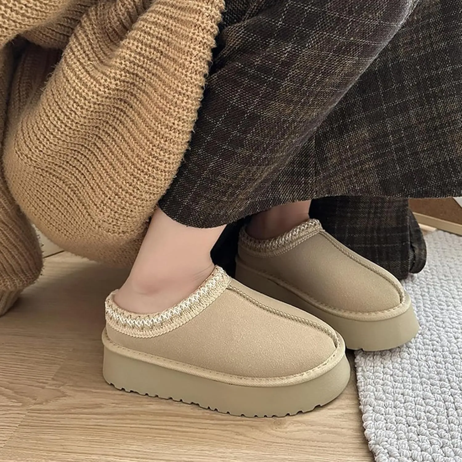 Fashion Winter Shaggy Platform Boots Children's Ankle Boots Little Kids Big Kids Wool Lined Slippers Girls Boys Warm Outdoor Indoor Home Anti-slip Trendy Mini Boots