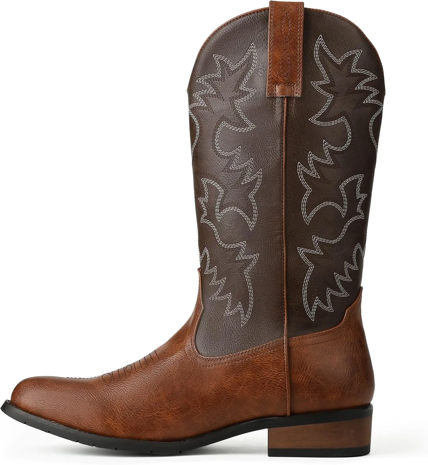 femflame Cowboy Boots for Men Round Toe Distressed Work boots Embroidered Western Boots Traditional Country Boot