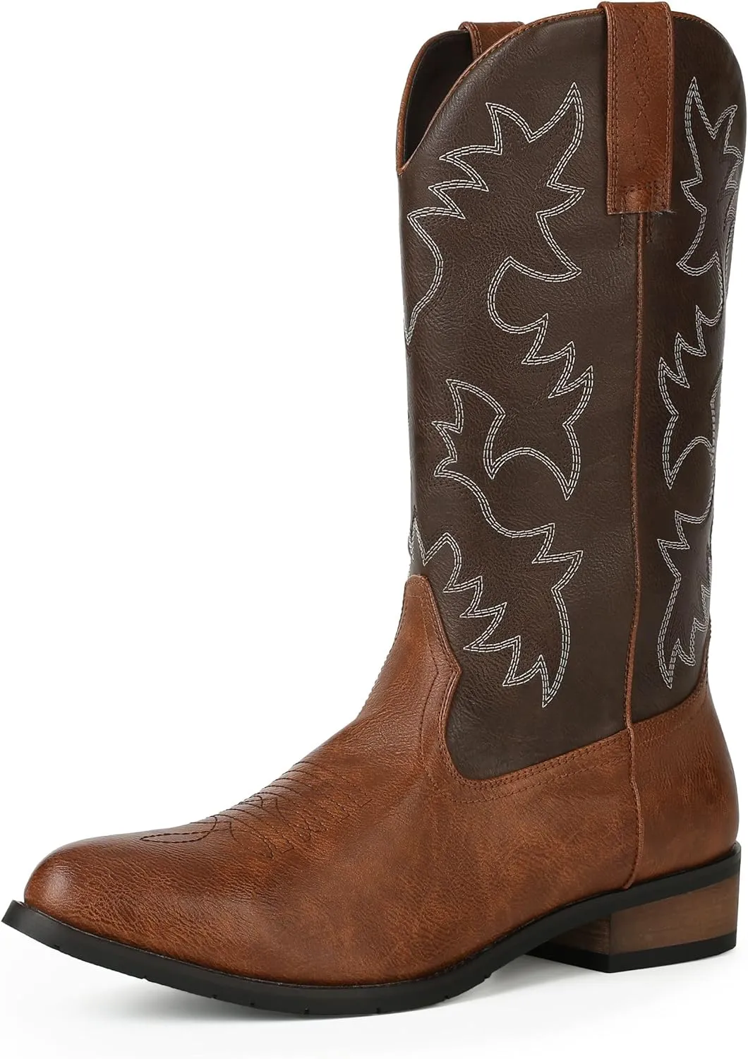 femflame Cowboy Boots for Men Round Toe Distressed Work boots Embroidered Western Boots Traditional Country Boot