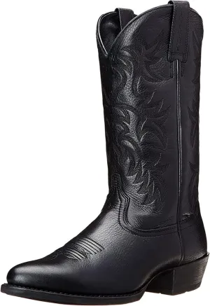 femflame Cowboy Boots for Men Round Toe Distressed Work boots Embroidered Western Boots Traditional Country Boot