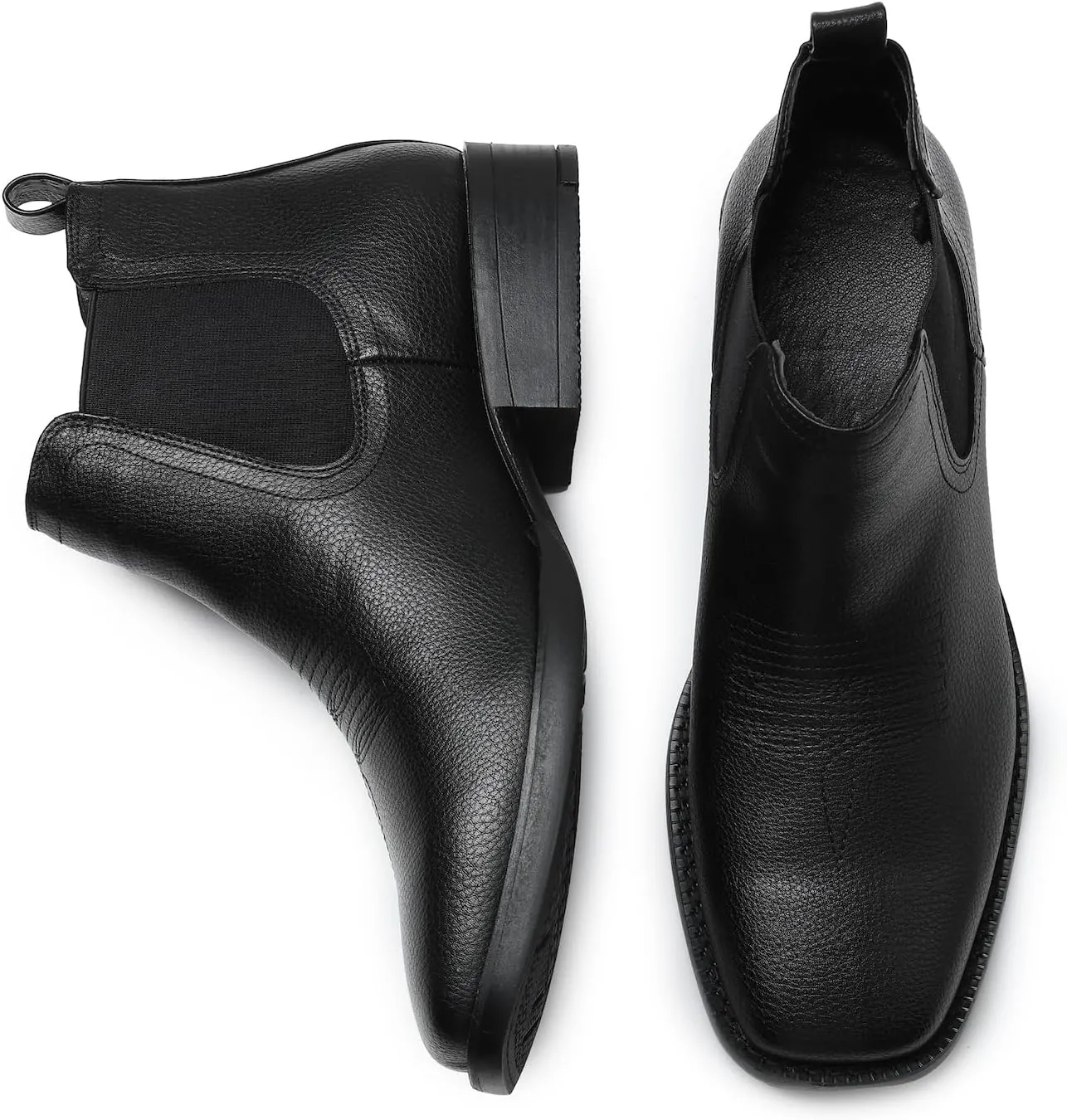 femflame Cowboy Boots for Men Square Toe Chelsea Boots Waterproof Classic Elastic Slip on Chukka Ankle Boots Casual…