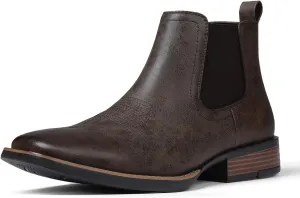 femflame Cowboy Boots for Men Square Toe Chelsea Boots Waterproof Classic Elastic Slip on Chukka Ankle Boots Casual…