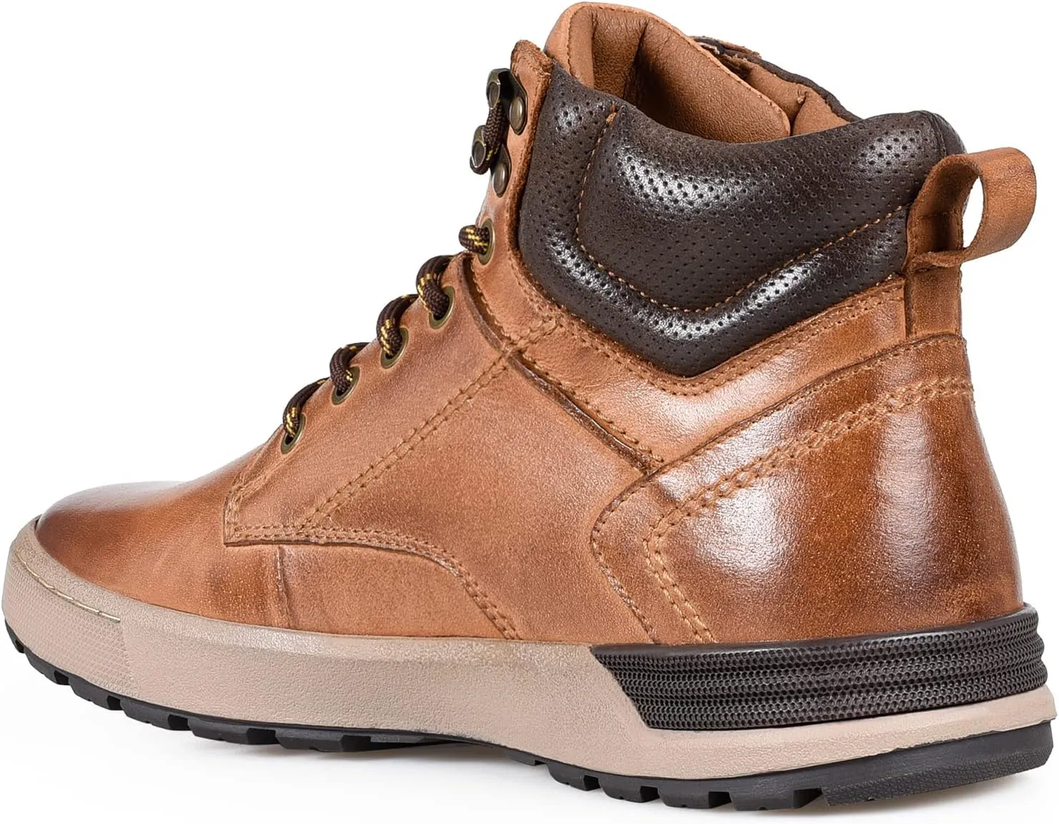 FIEEIF Mens Genuine Leather Ankle Boots Lace-Up Comfortable Sports Mid-Top Casual Sneakers Chukka Boot for Men Non Slip Outdoor Shoes
