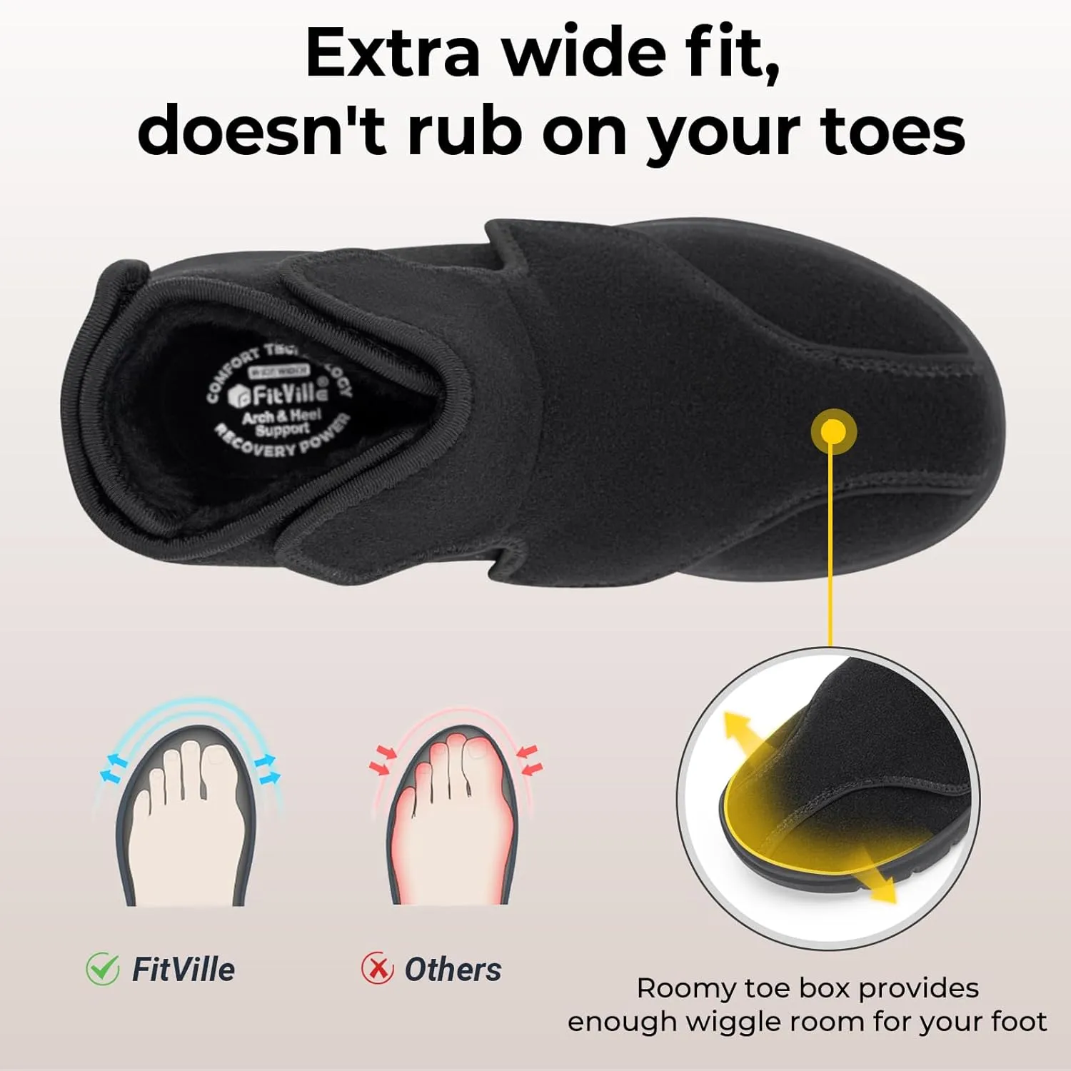 FitVille Diabetic Boots for Women Wide Width Fully Adjustable Straps Winter Boots for Women Wide Width with Warm Fur Lining womens wide snow boots for swollen feet Foot Pain Relief Neuropathy