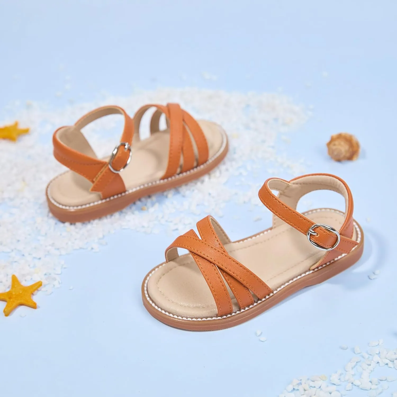Flaryzone Toddler Little Girls Glitter Flower Open-Toe Flat Dress Sandals Summer Shoes