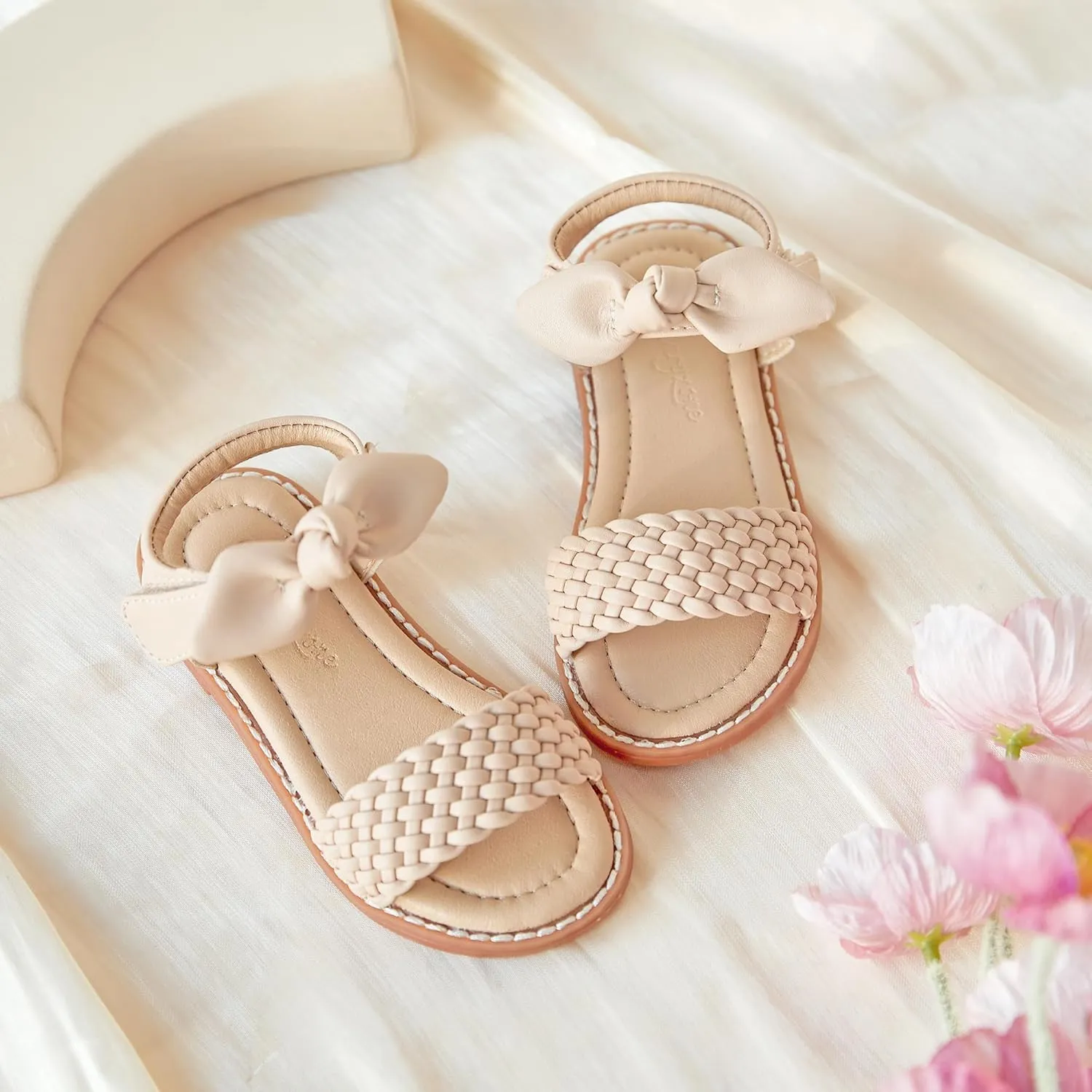 Flaryzone Toddler Little Girls Glitter Flower Open-Toe Flat Dress Sandals Summer Shoes