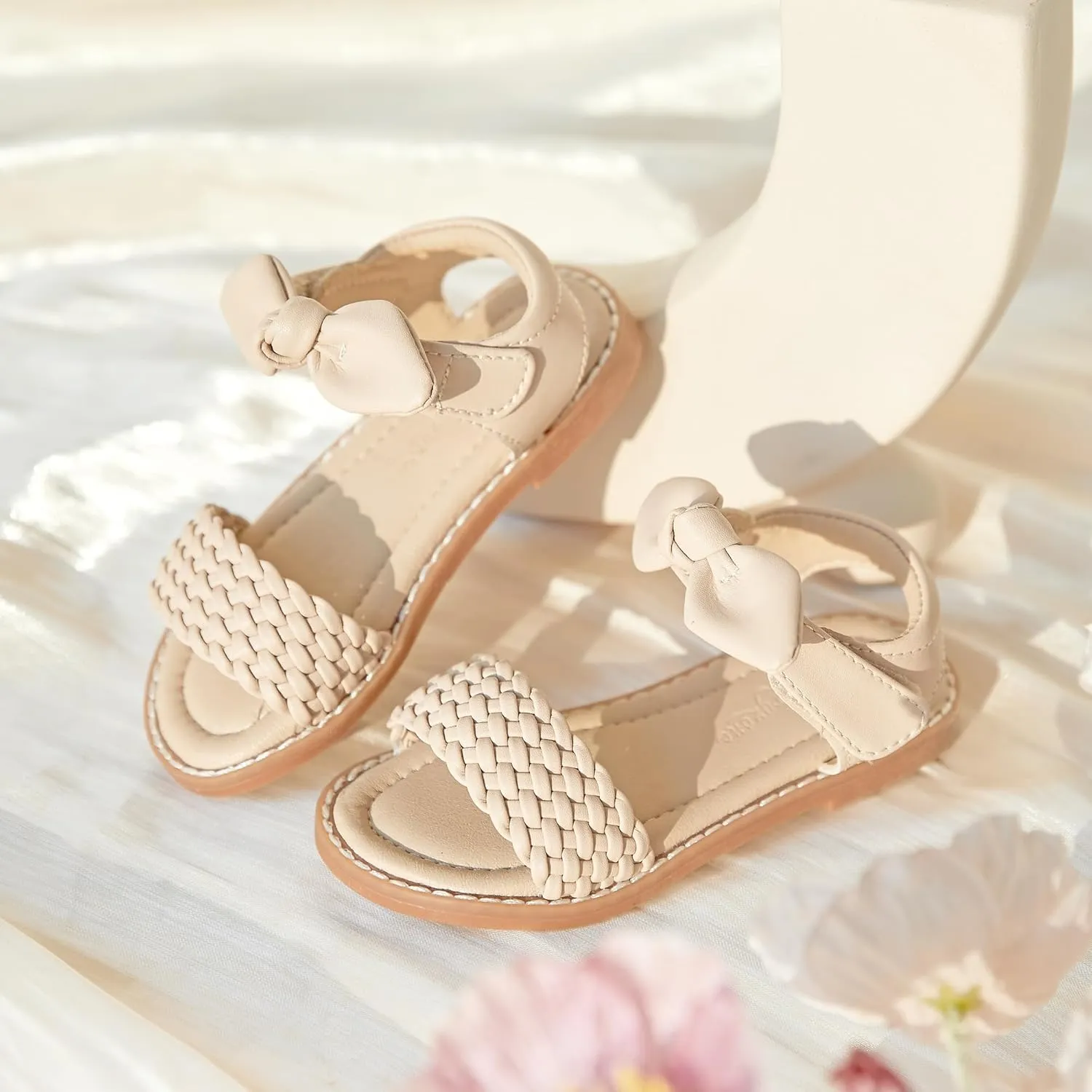 Flaryzone Toddler Little Girls Glitter Flower Open-Toe Flat Dress Sandals Summer Shoes