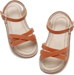 Flaryzone Toddler Little Girls Glitter Flower Open-Toe Flat Dress Sandals Summer Shoes