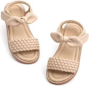 Flaryzone Toddler Little Girls Glitter Flower Open-Toe Flat Dress Sandals Summer Shoes