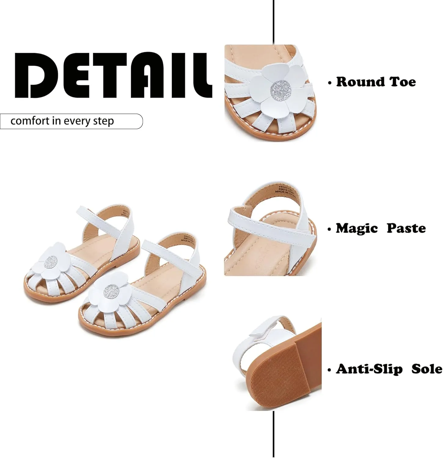 Flaryzone Toddler Little Girls Glitter Flower Open-Toe Flat Dress Sandals Summer Shoes
