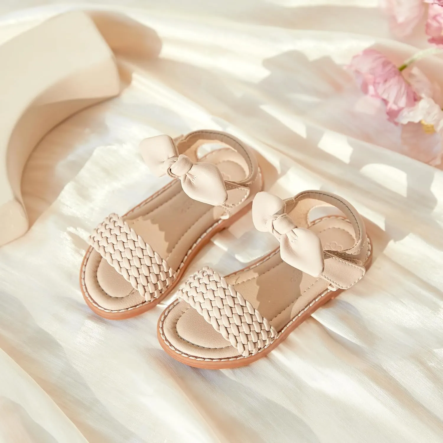 Flaryzone Toddler Little Girls Glitter Flower Open-Toe Flat Dress Sandals Summer Shoes