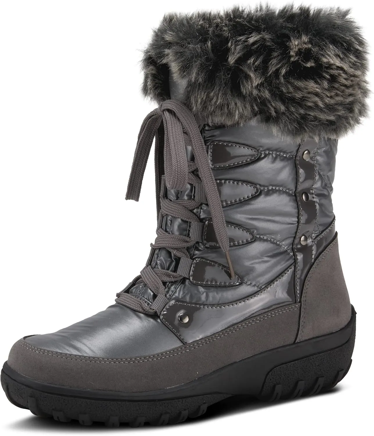 Flexus Spring Step Stormy Boots for Women - Waterproof Women's Snow Boots With Adjustable Lace and Zippers - Faux Fur Winter Boots for Outdoor