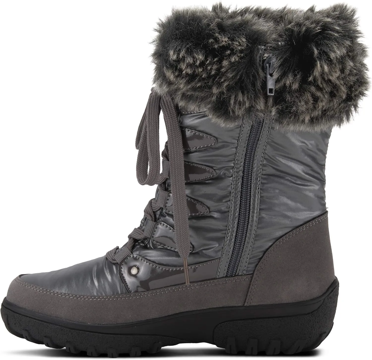 Flexus Spring Step Stormy Boots for Women - Waterproof Women's Snow Boots With Adjustable Lace and Zippers - Faux Fur Winter Boots for Outdoor