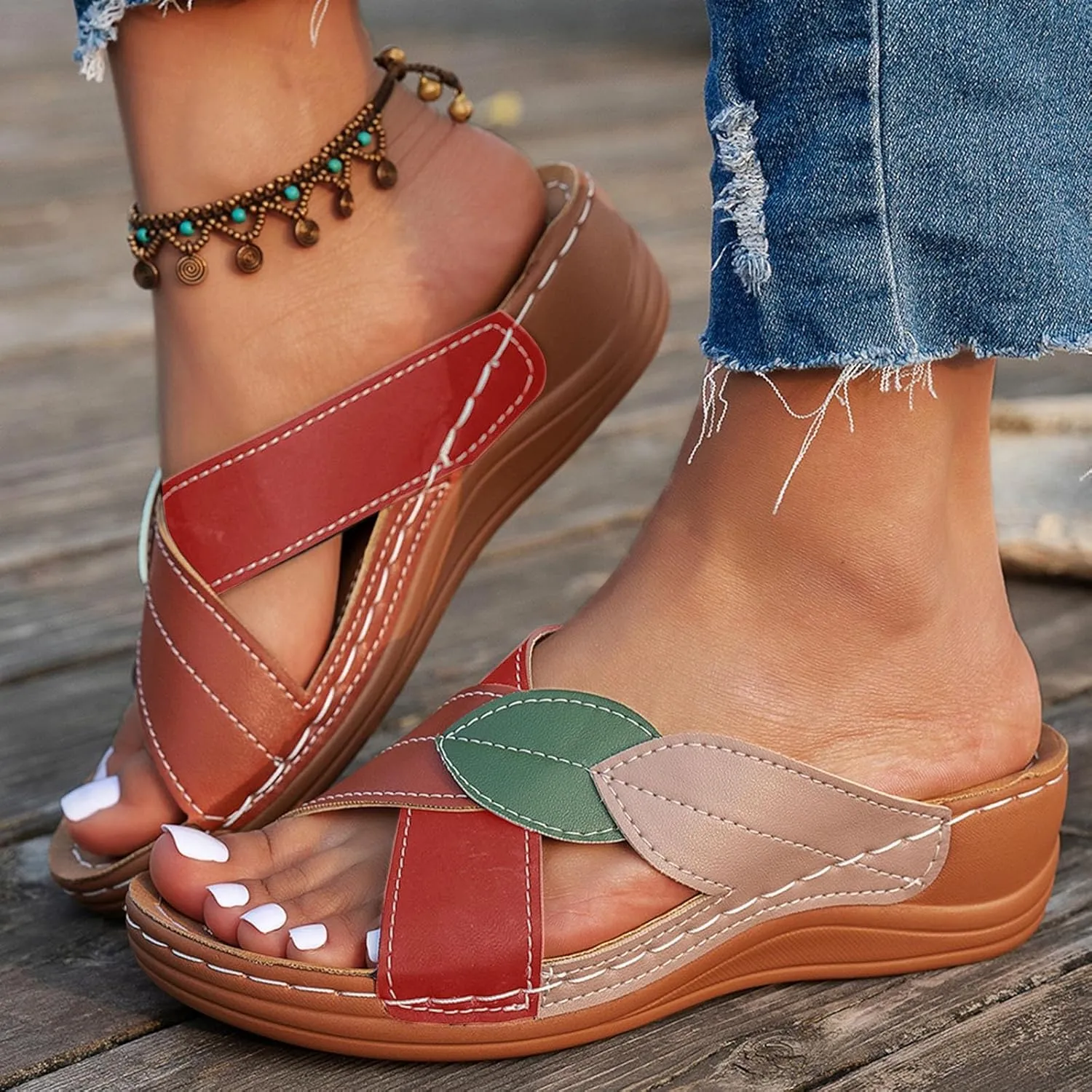 Flip Flops For Ladies Summer Wedges Shoes Women Slippers Bohemian Sandals Fashion Shoes Womens Born Sandals