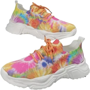 Floral Print Lace-Up Breathable Orthopedic Sneakers, Women's Mesh Breathable Sneakers,Orthopedic Sneakers for Women
