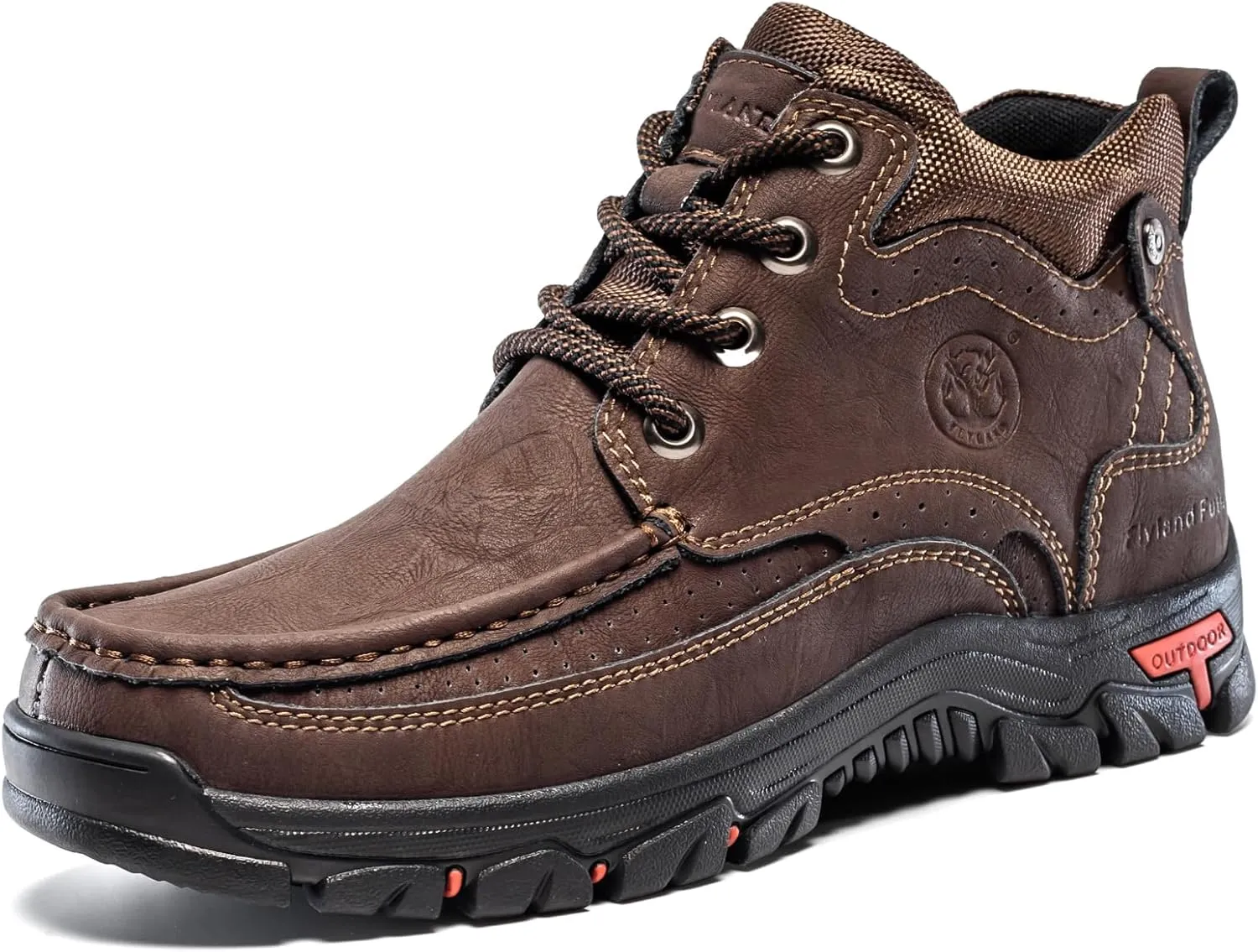 FLYLAND Men's Casual Boots Vintage Leather Ankle Dress Boot Chukka Boots Mid Top Non-Slip Driving Walking Shoes