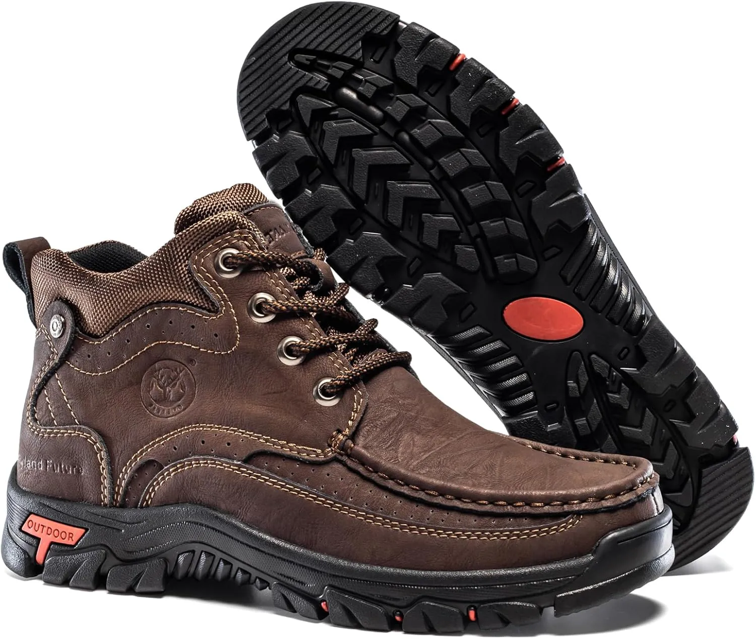 FLYLAND Men's Casual Boots Vintage Leather Ankle Dress Boot Chukka Boots Mid Top Non-Slip Driving Walking Shoes