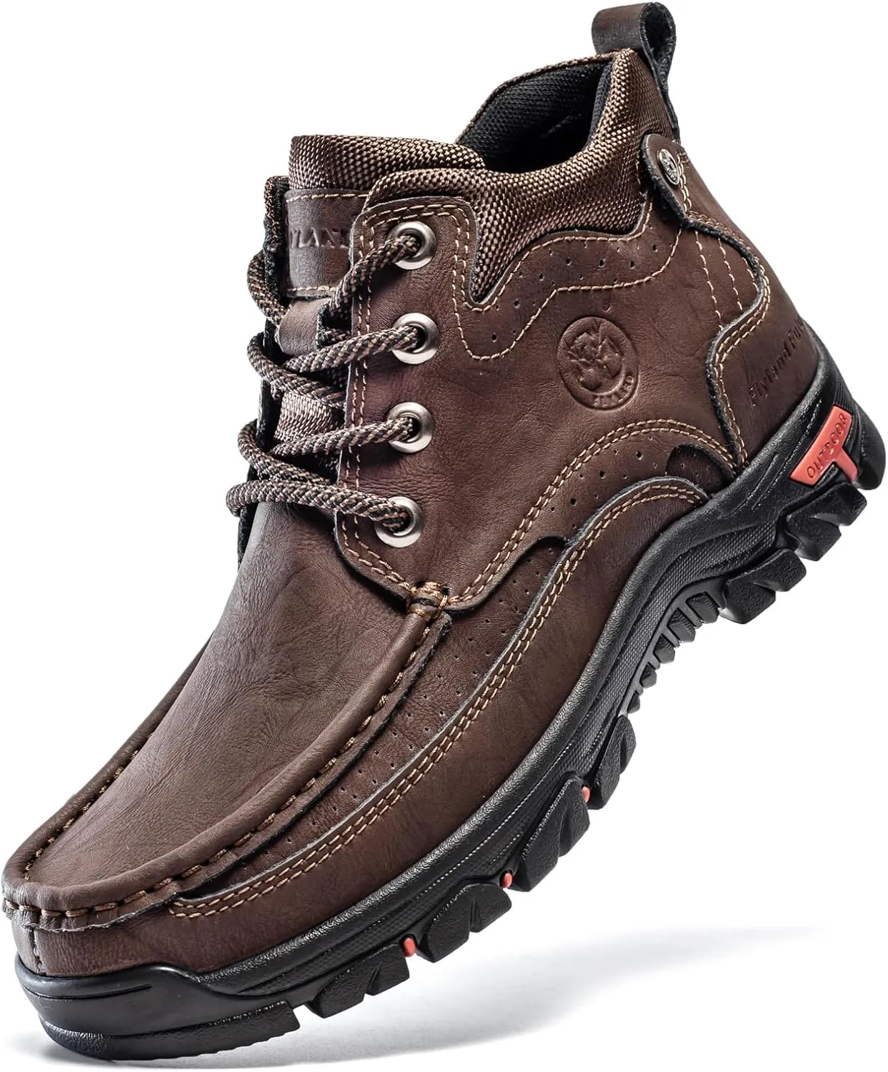 FLYLAND Men's Casual Boots Vintage Leather Ankle Dress Boot Chukka Boots Mid Top Non-Slip Driving Walking Shoes