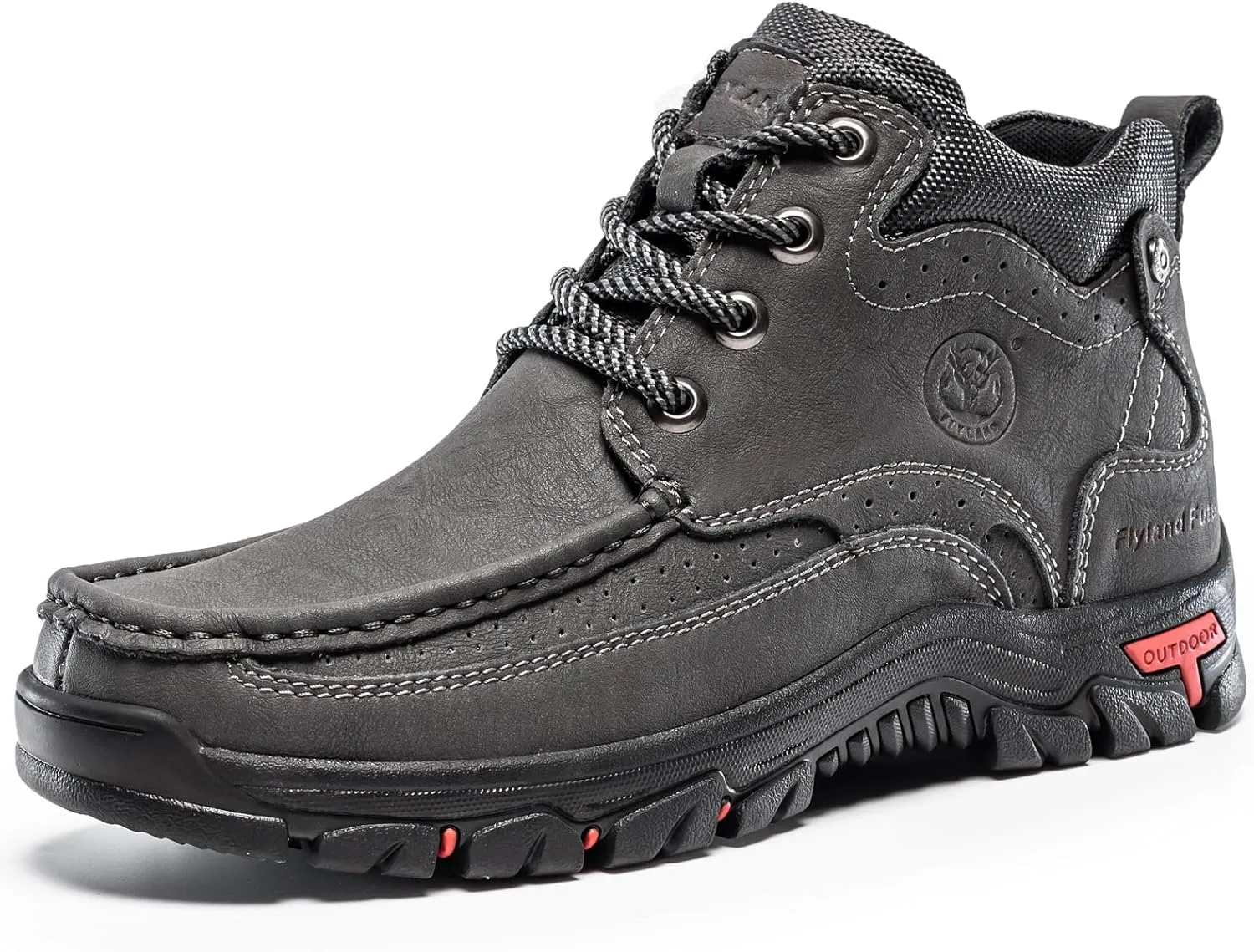 FLYLAND Men's Casual Boots Vintage Leather Ankle Dress Boot Chukka Boots Mid Top Non-Slip Driving Walking Shoes