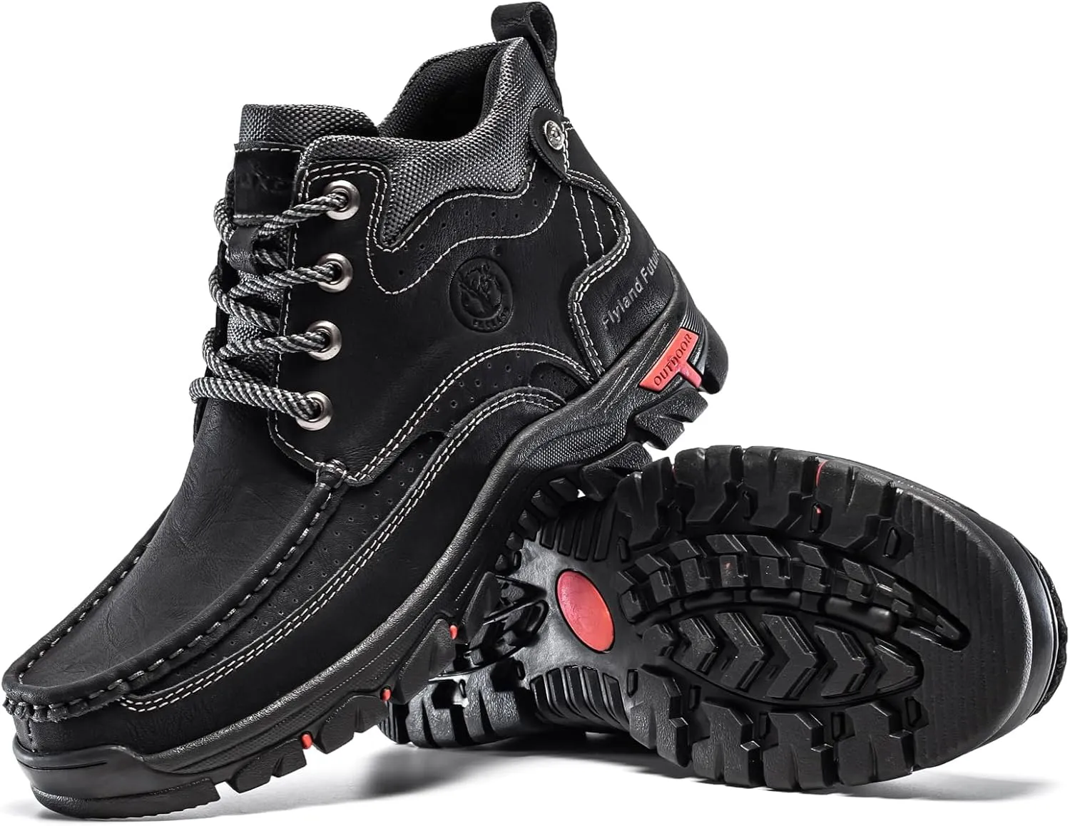 FLYLAND Men's Casual Boots Vintage Leather Ankle Dress Boot Chukka Boots Mid Top Non-Slip Driving Walking Shoes