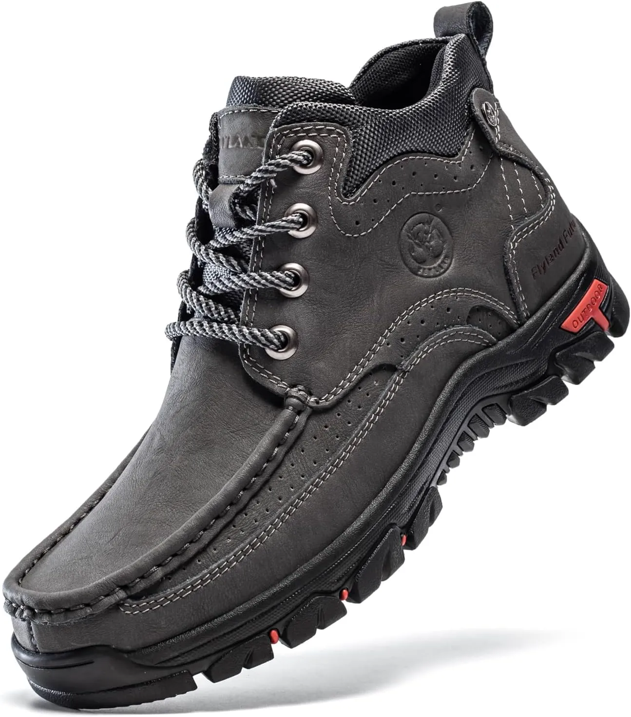FLYLAND Men's Casual Boots Vintage Leather Ankle Dress Boot Chukka Boots Mid Top Non-Slip Driving Walking Shoes