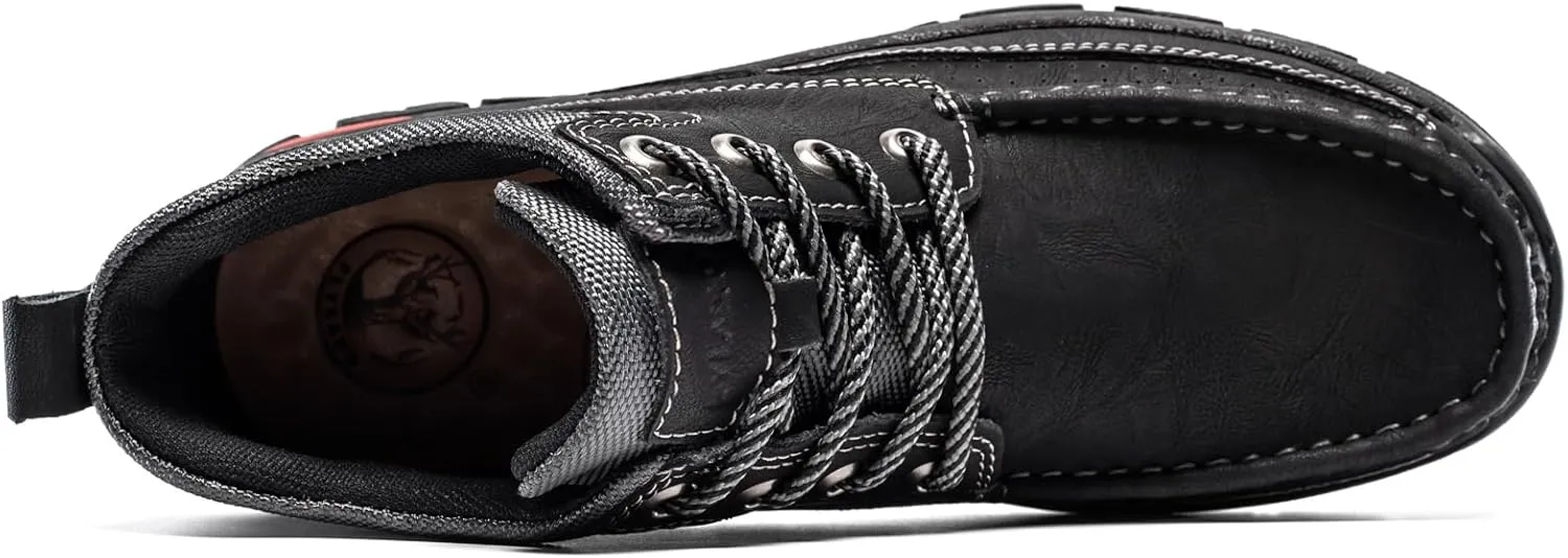 FLYLAND Men's Casual Boots Vintage Leather Ankle Dress Boot Chukka Boots Mid Top Non-Slip Driving Walking Shoes