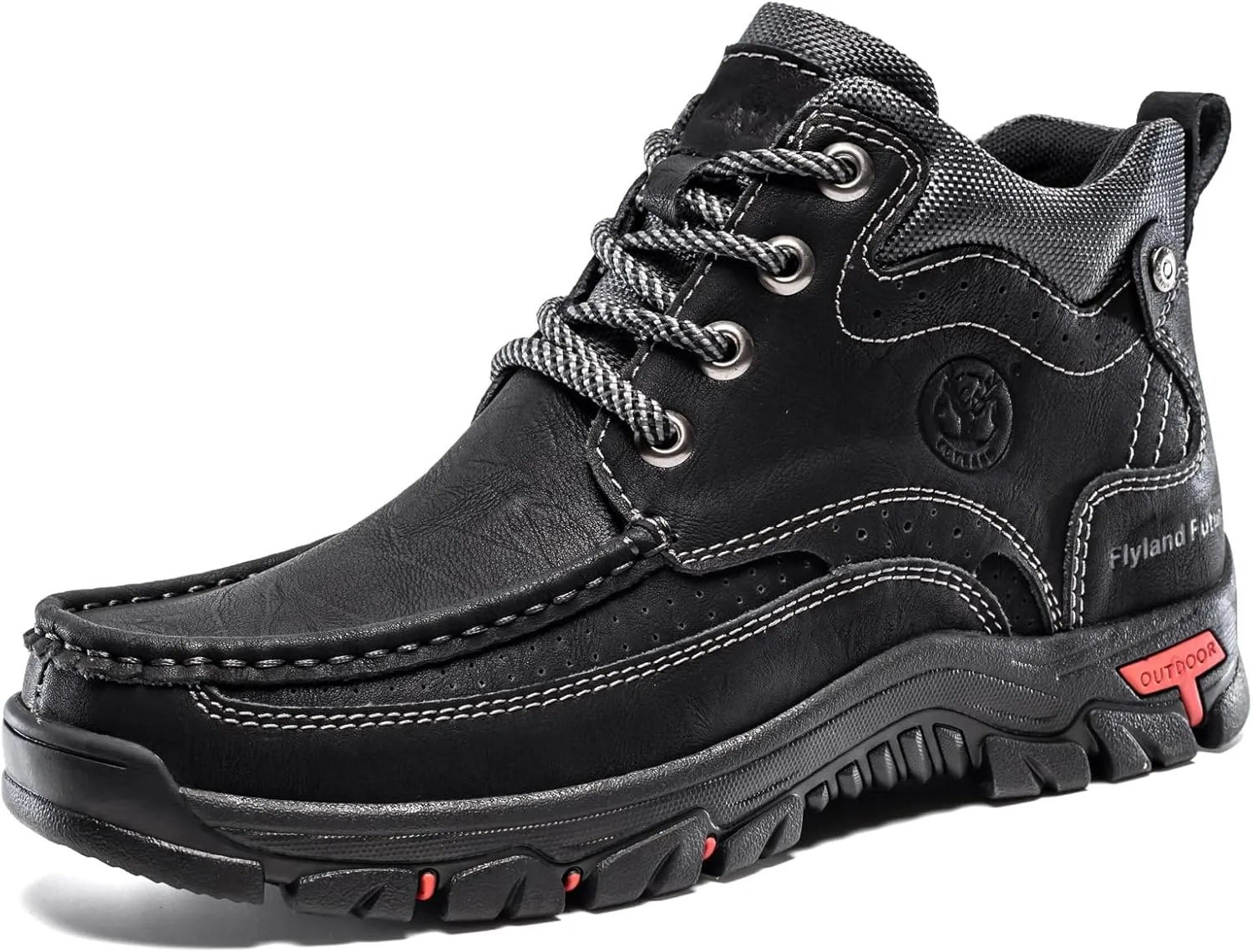 FLYLAND Men's Casual Boots Vintage Leather Ankle Dress Boot Chukka Boots Mid Top Non-Slip Driving Walking Shoes